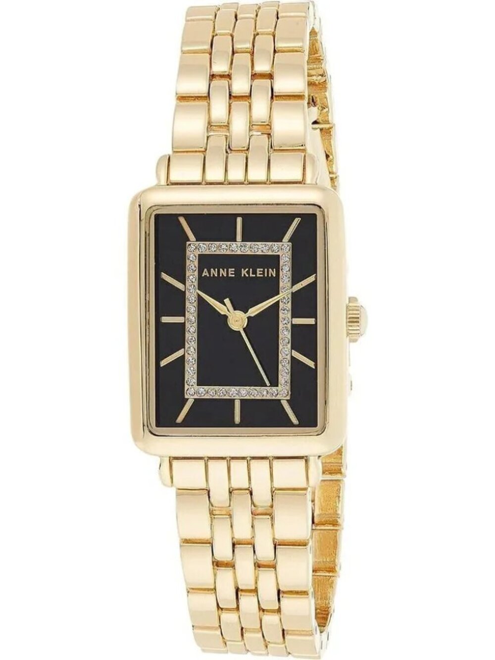 Anne Klein Women's Glitter Accented Bracelet Watch, Gold/Black, Quartz Movement